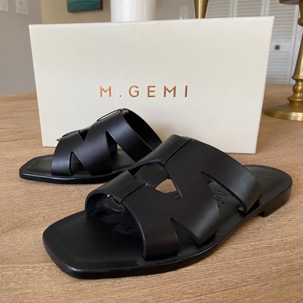 M. Gemi The M Sandal, Black Leather; Size 5.5 (35.5)